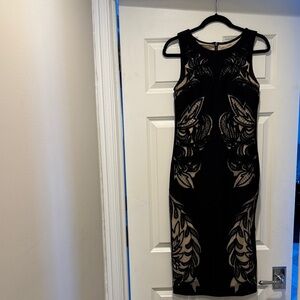 Elegant Black and Beige Dress